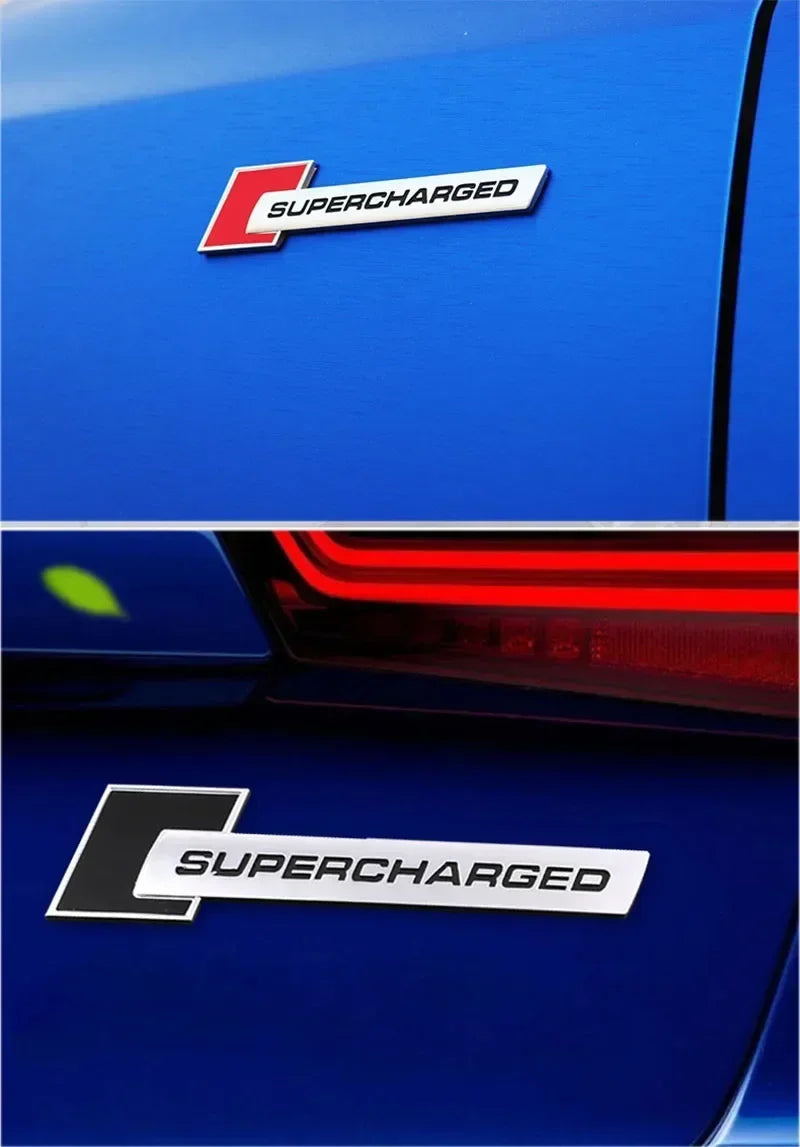 3D Supercharged Metal Car Emblem Badge Sticker for Audi A3 A4 A5 Q3 Q5 Q7