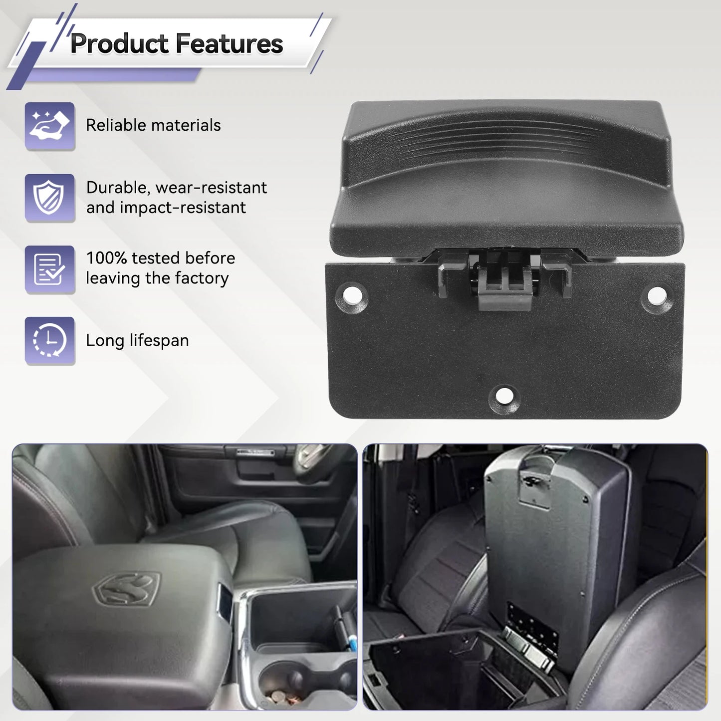 Center Console Armrest Latch Lock Knob for Dodge Ram 1500 2500 2013–2018
