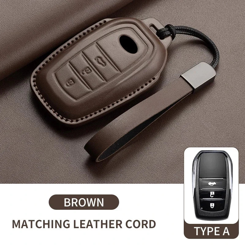 Leather Smart Key Case Cover for Toyota Prius, Camry, Corolla, Avalon, C-HR, RAV4