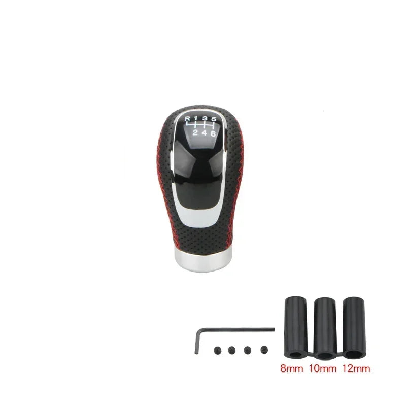 Universal 5 6 Speed Leather Manual Gear Shift Knob Car Shifter Lever Gear Head