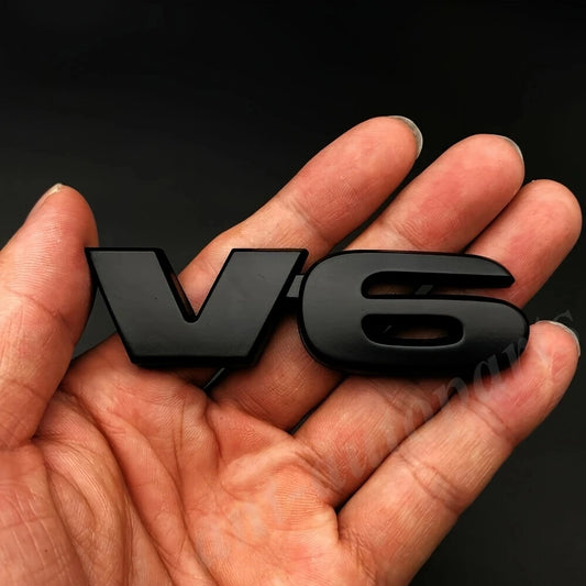 V6 3D Matte Black Emblem Badge Sticker Car Trunk Rear Side SUV Truck