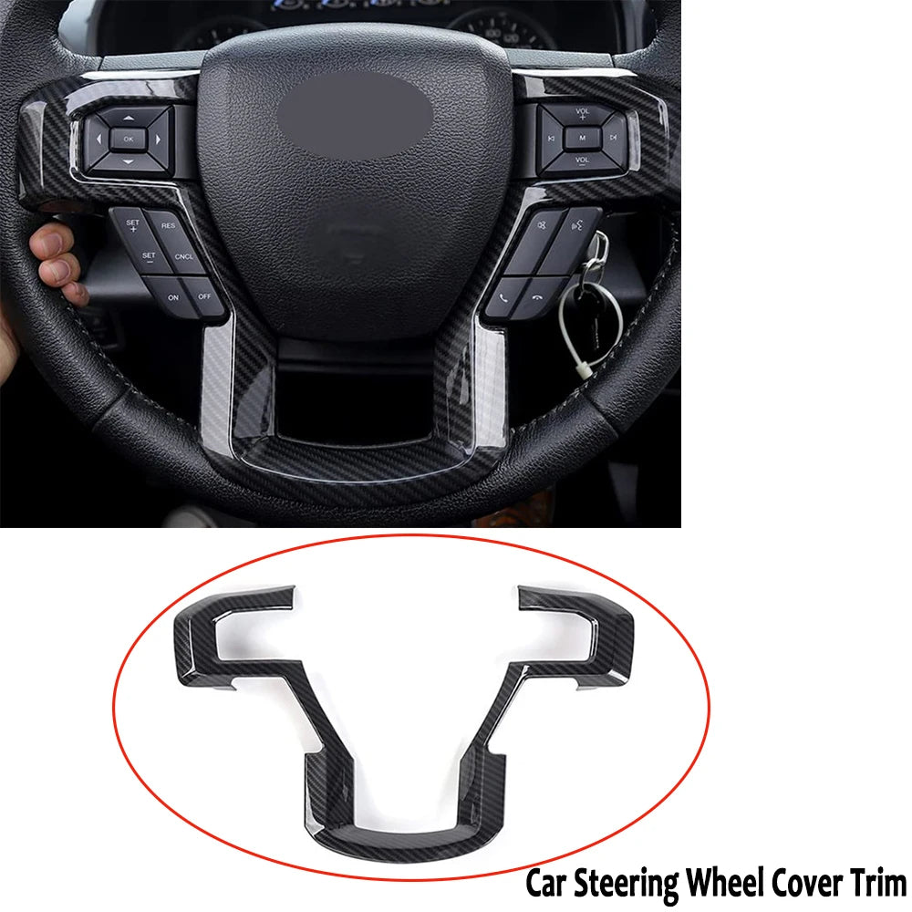 Carbon Fiber Style Steering Wheel Trim Cover for Ford F-150 2015–2020
