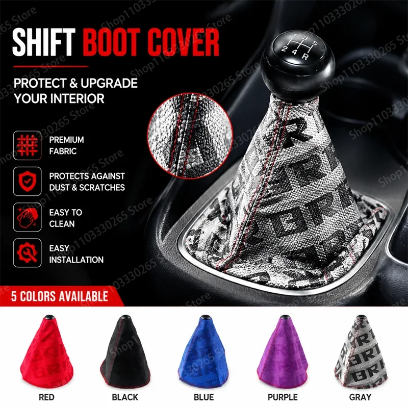 Universal Fabric Gear Shift Boot Sleeve Printed Manual Shifter Dust Cover Replacement