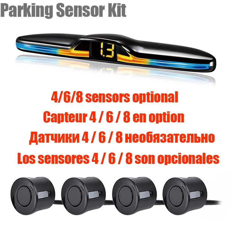 Car Parking Sensor Kit 4/6/8 Radar Sensors LED Display Reverse Backup System