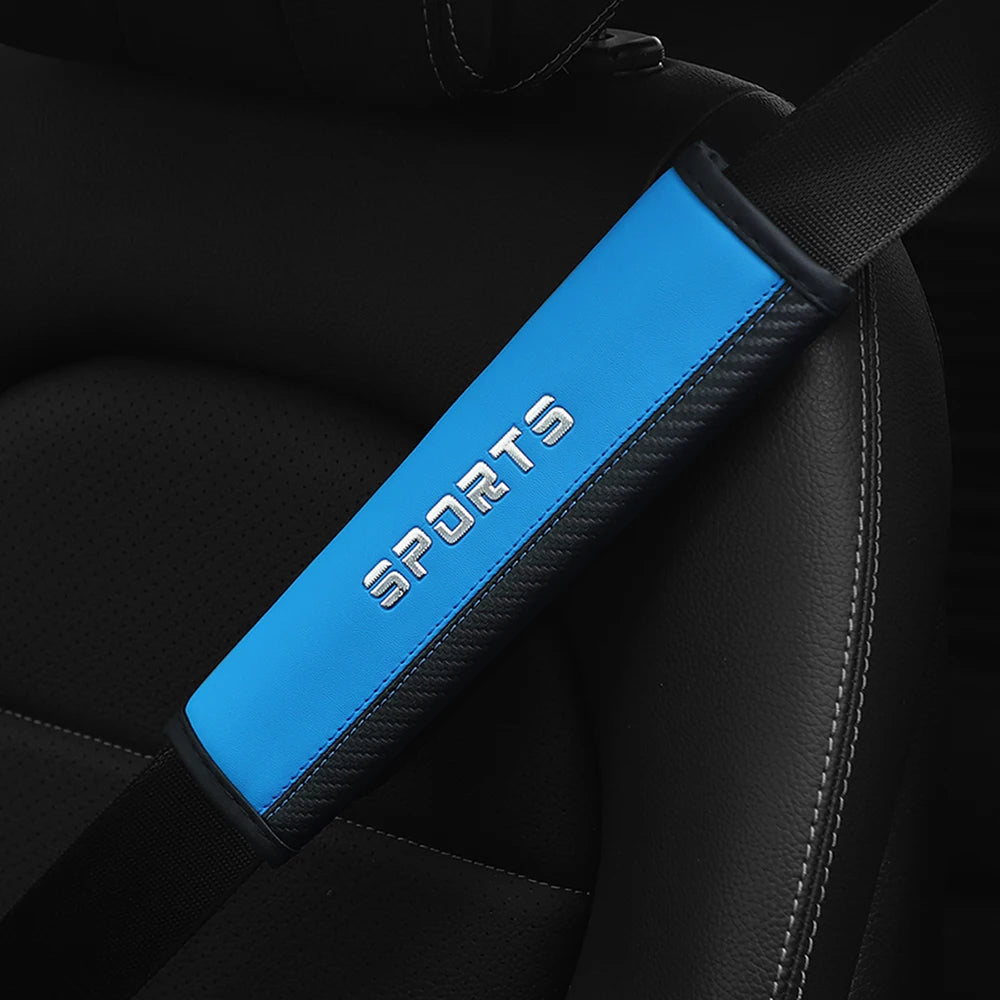 SPORT Carbon Fiber PU Leather Seat Belt Shoulder Pad Universal Safety Belt Cover