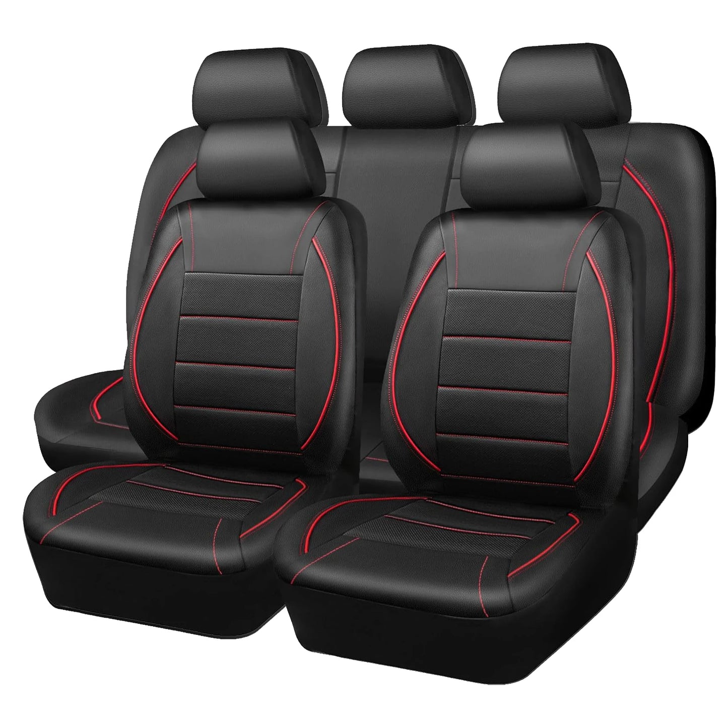 Universal Leather Car Seat Covers Set Breathable 5-Seat Interior Protector