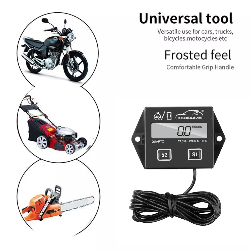 Digital Engine Tachometer RPM Meter Hour Gauge LCD Display for Boat Motorcycle