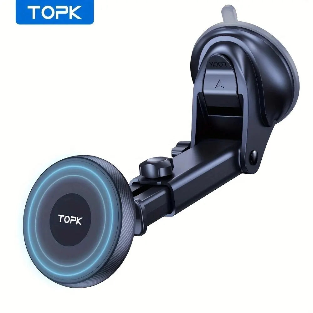 TOPK MagSafe Car Phone Holder iPhone 15 Pro Max Magnetic Metal Hook Mount