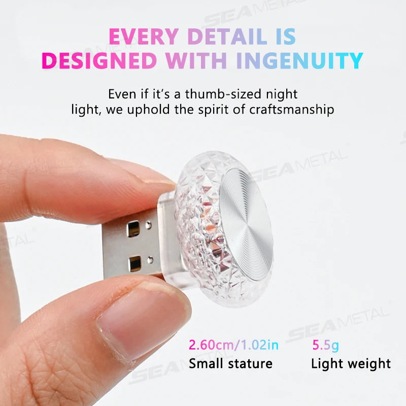 Portable Car USB Ambient Light Mini LED Interior Decorative Atmosphere Lamp