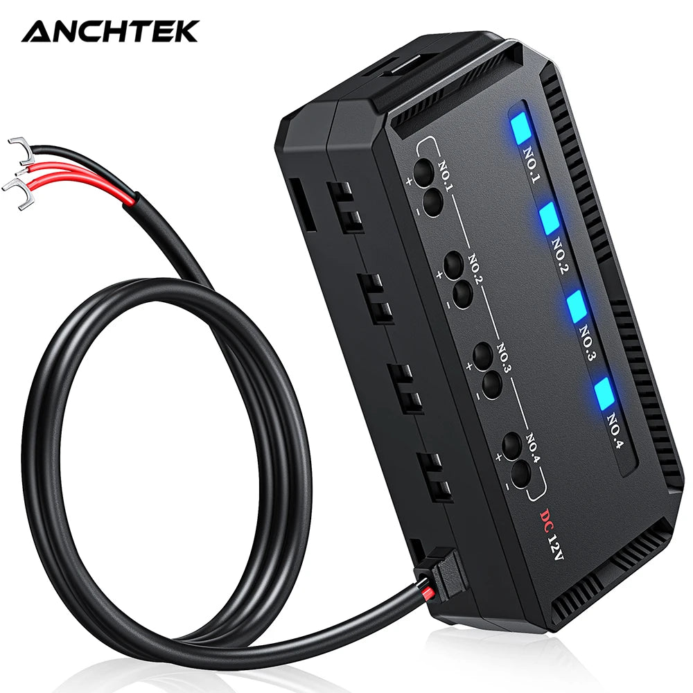 Anchtek 12V Motorcycle Fuse Box 4 Circuit Mini Blade Fuse Holder LED Indicator