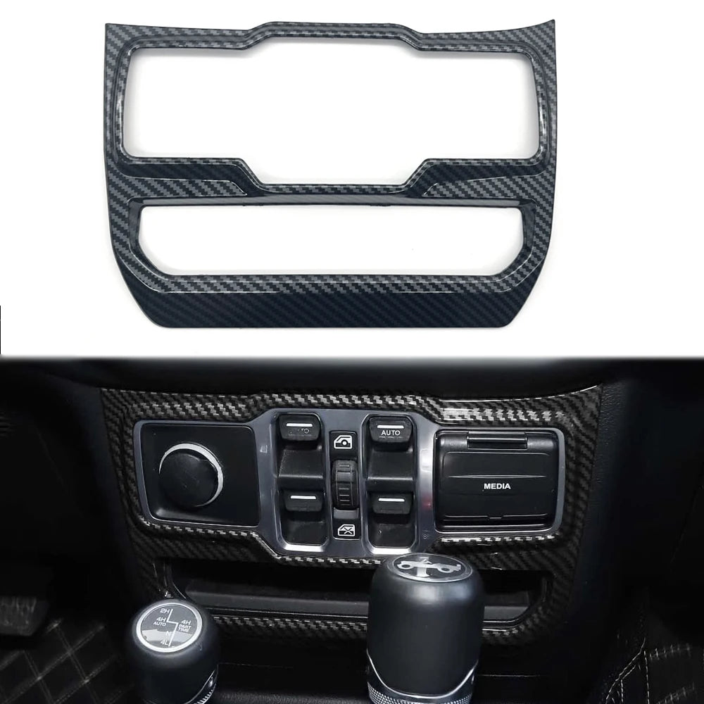 Carbon Fiber Style Window Switch Control Panel Trim for Jeep Wrangler 2018–2021