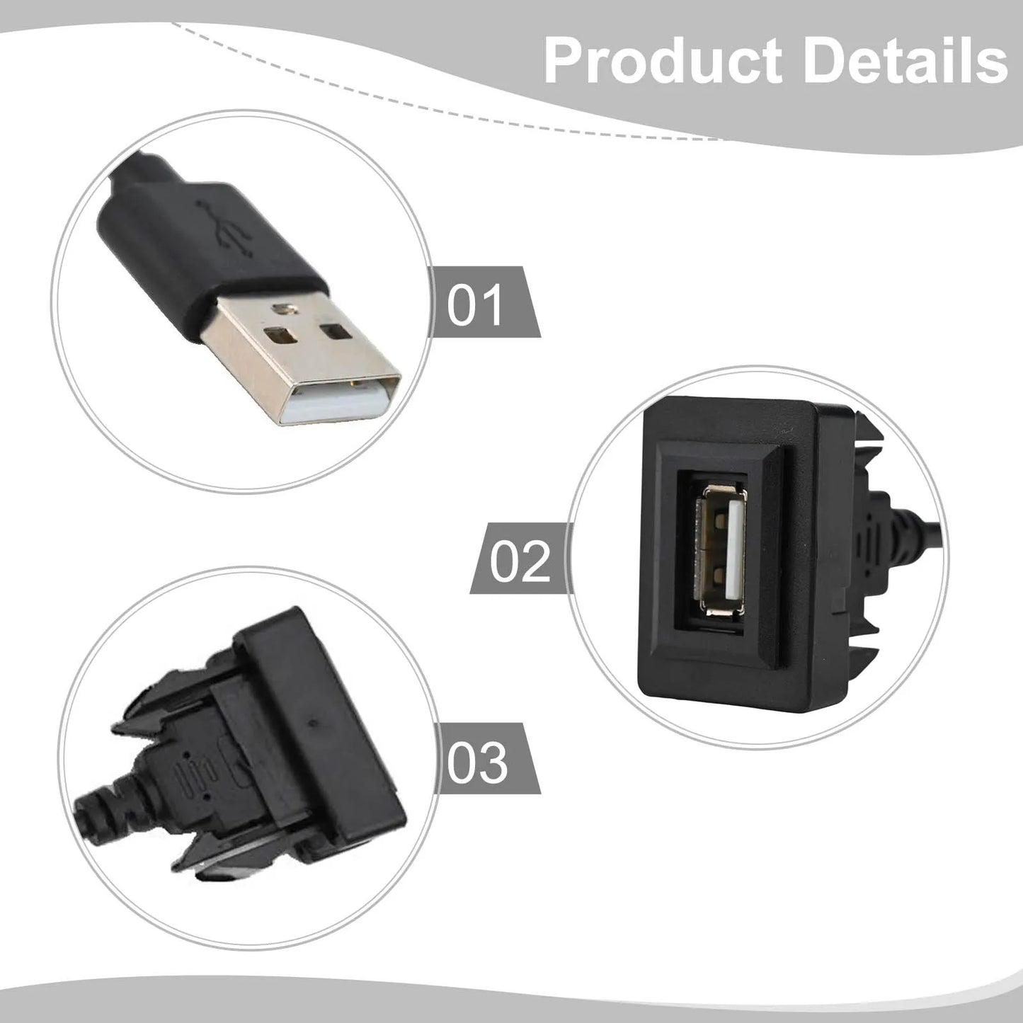 Flush Mount USB 2.0 Dash Socket Panel Extension for Toyota Hilux Prado