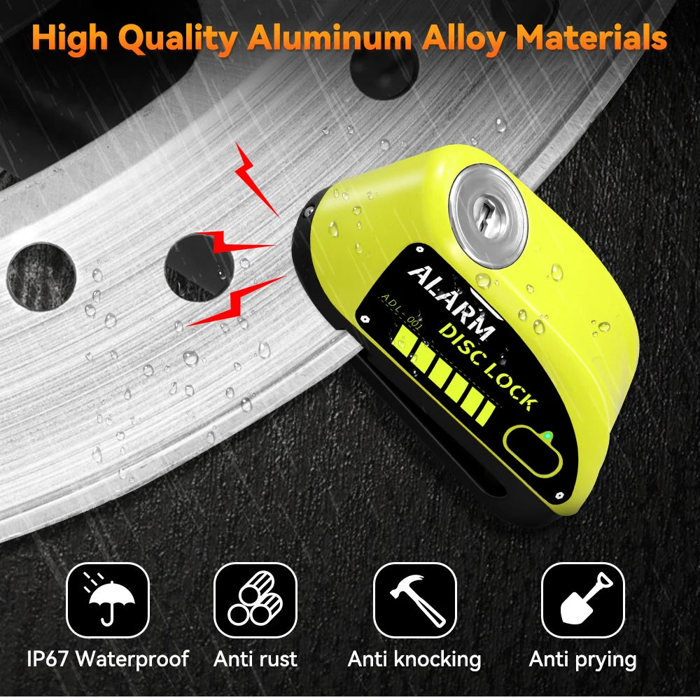 Motorcycle Alarm Disc Brake Lock 120dB Anti Theft Wheel Lock Scooter Bicycle