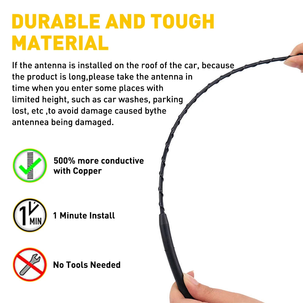 9-Inch Universal Car Radio Antenna Mast Black Replacement AM/FM Roof Whip Antenna