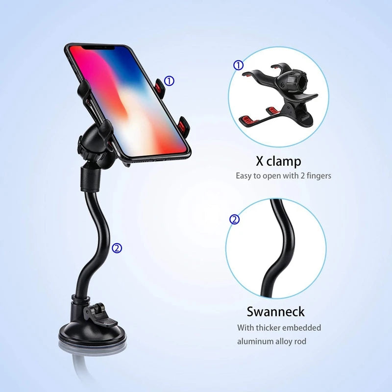 360° Rotating Car Phone Holder Suction Cup Flexible Mount iPhone Samsung