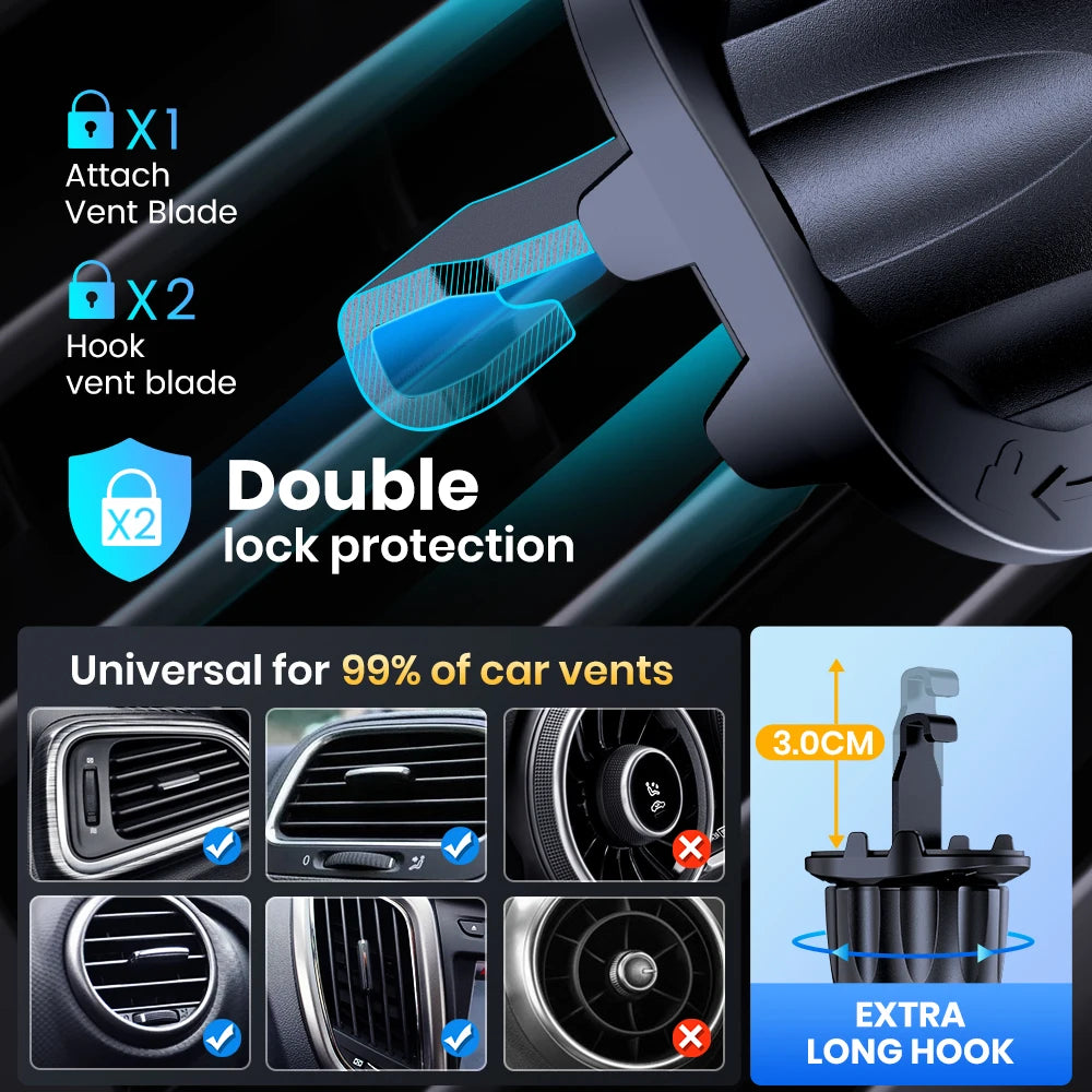 TOPK D42-G Car Phone Holder Metal Hook Air Vent Mount Universal All Phones