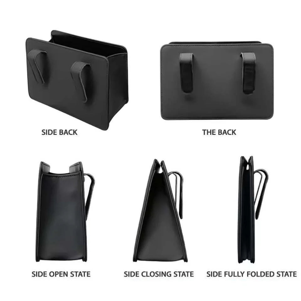 Foldable Car Trash Can Door Storage Box Seat Back Hanging Garbage Bag Holder