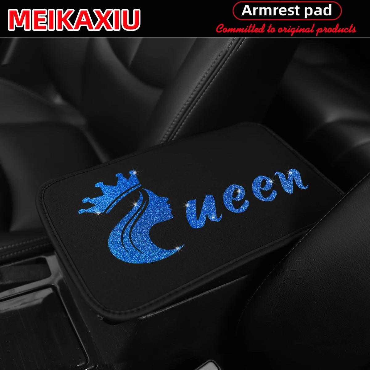 Queen Bling Car Armrest Cushion Rhinestone Center Console Cover for Women
