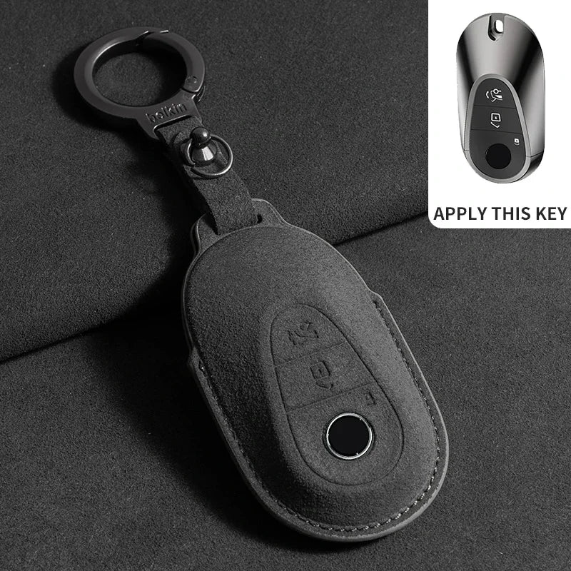 Suede Leather Smart Key Case Cover for Mercedes-Benz E-Class, C-Class 2018–2020