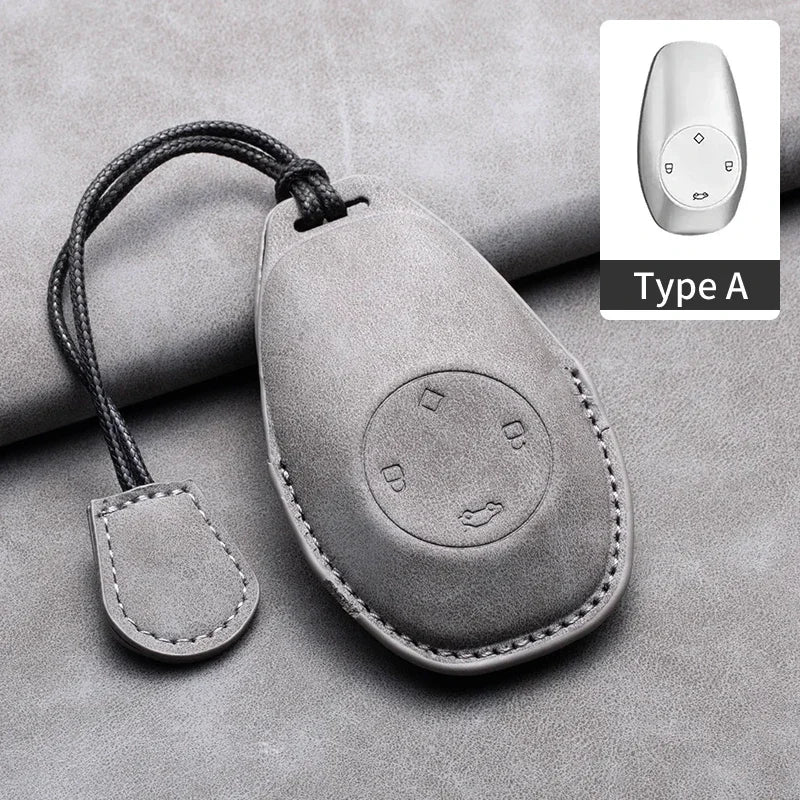 Leather Car Key Case with Keychain for Leapmotor T03, S01, C01 & C11 2023+