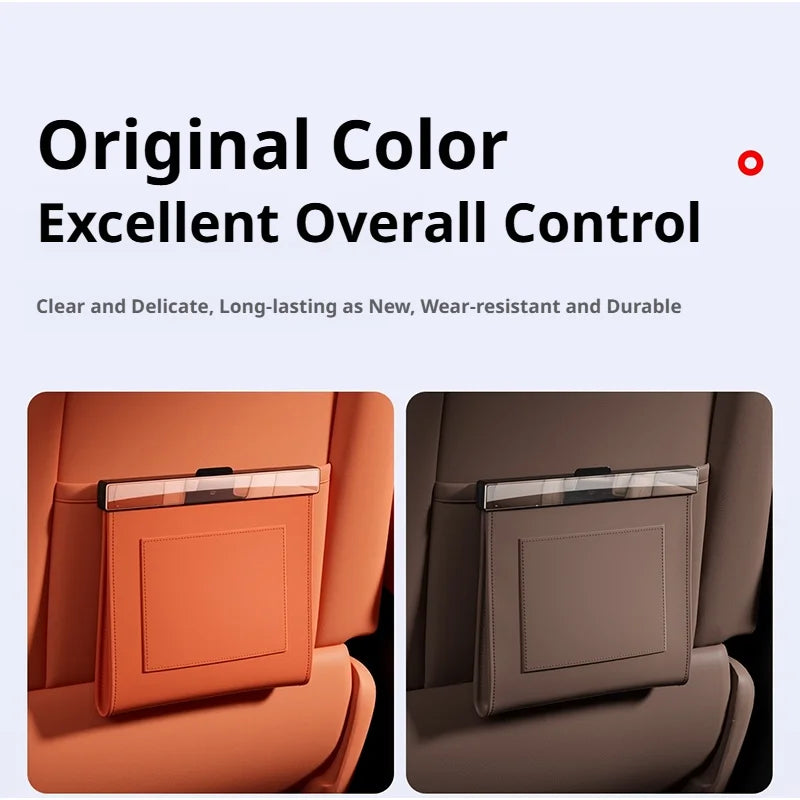 Leather Car Trash Can Magnetic Seat Back Hanging Storage Bag Organizer