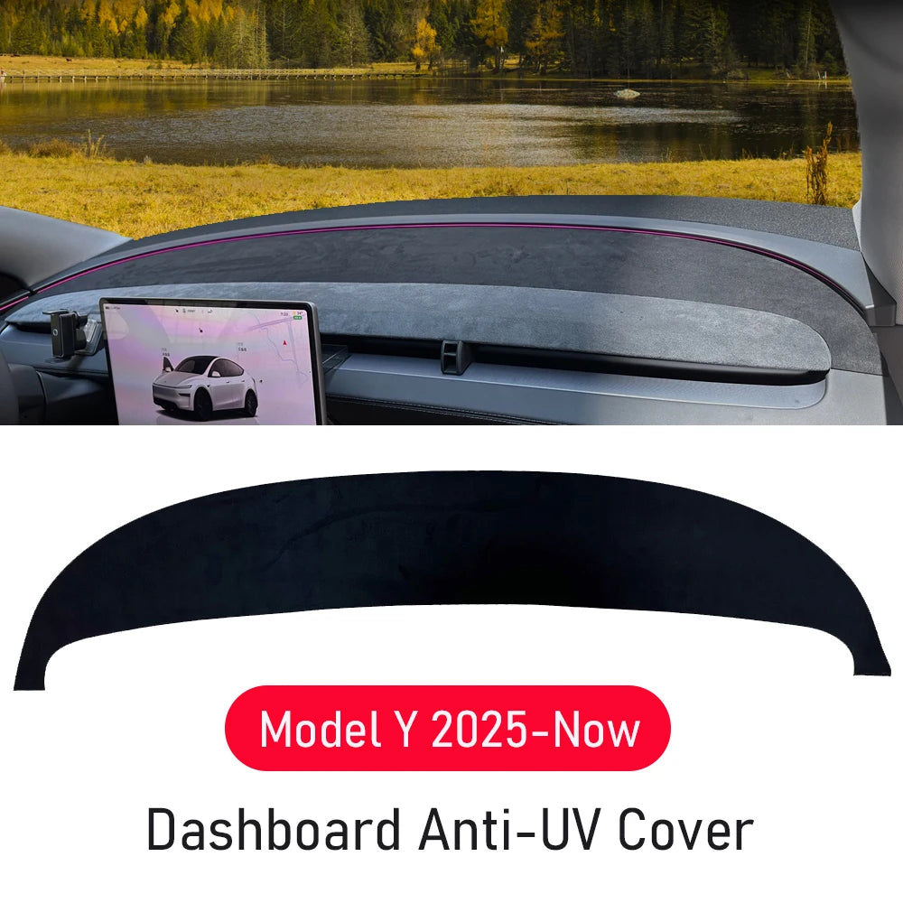 Suede Dashboard Cover Dash Mat for Tesla Model Y Juniper 2025-2026
