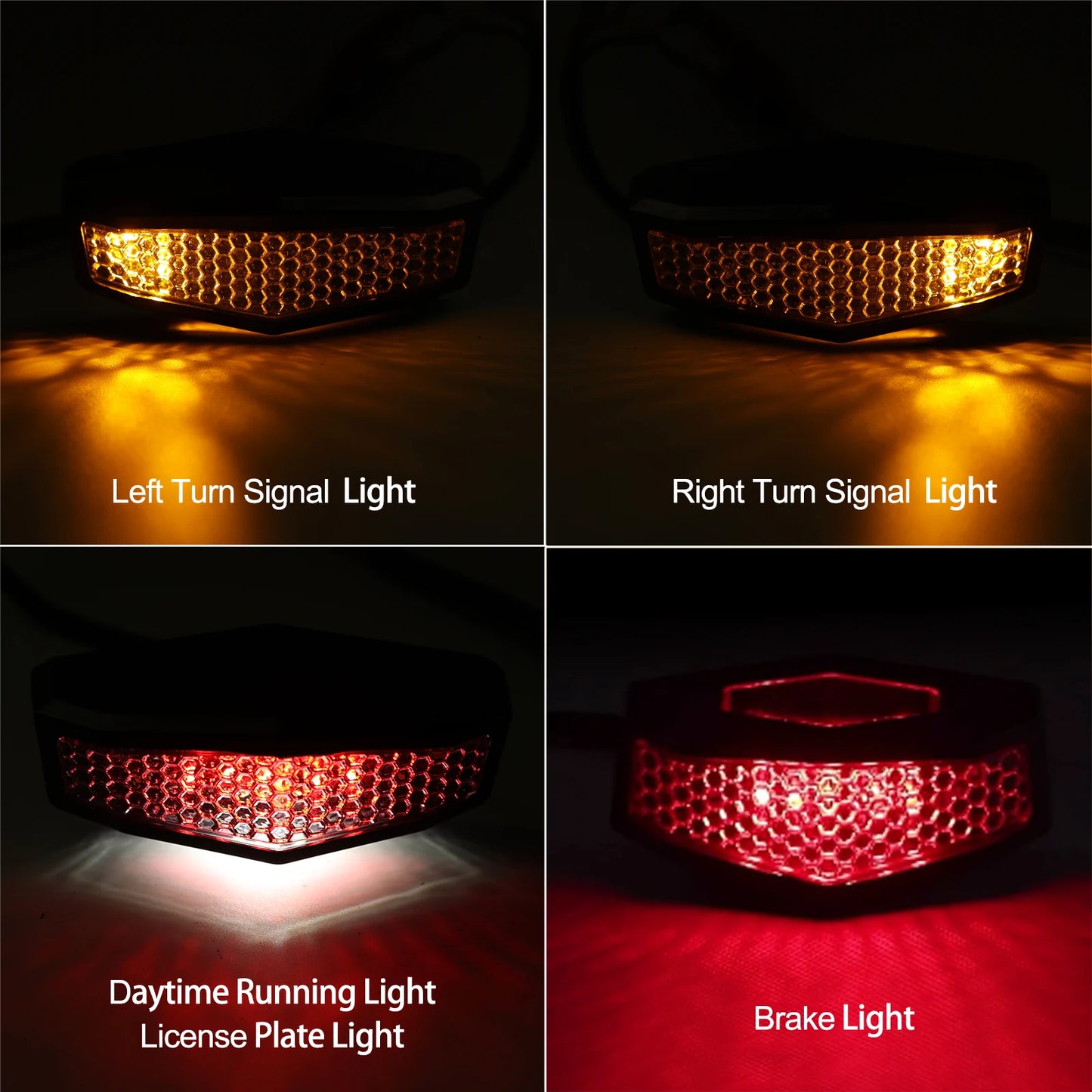 Universal 12V Motorcycle LED Rear Tail Light with Brake Turn Signal & License Plate Light