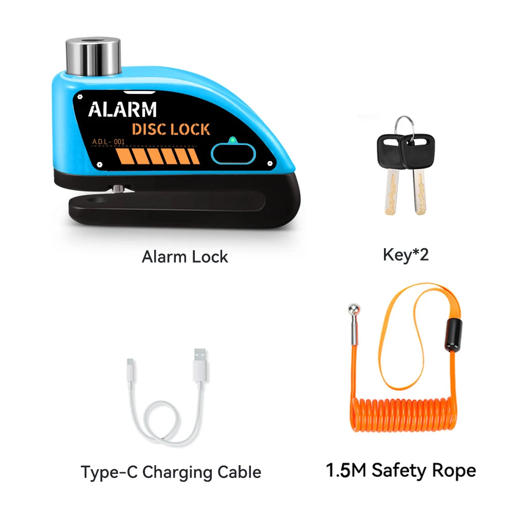 Motorcycle Alarm Disc Brake Lock 120dB Anti Theft Wheel Lock Scooter Bicycle
