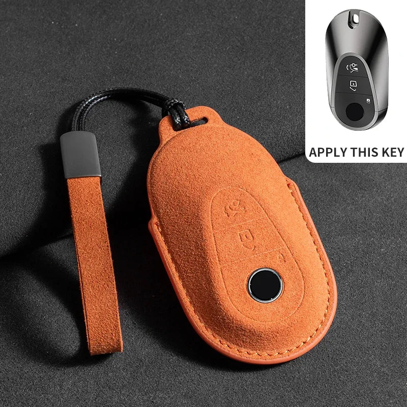 Suede Leather Smart Key Case Cover for Mercedes-Benz E-Class, C-Class 2018–2020