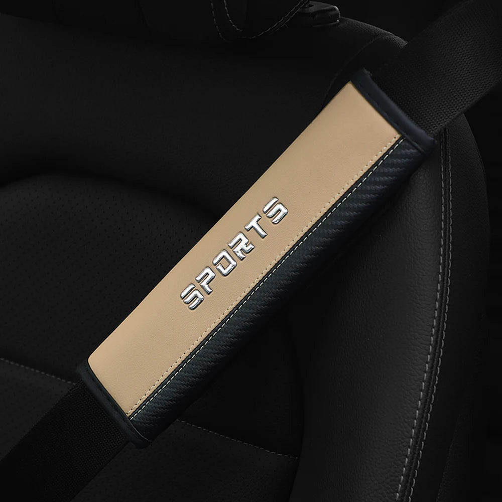 SPORT Carbon Fiber PU Leather Seat Belt Shoulder Pad Universal Safety Belt Cover