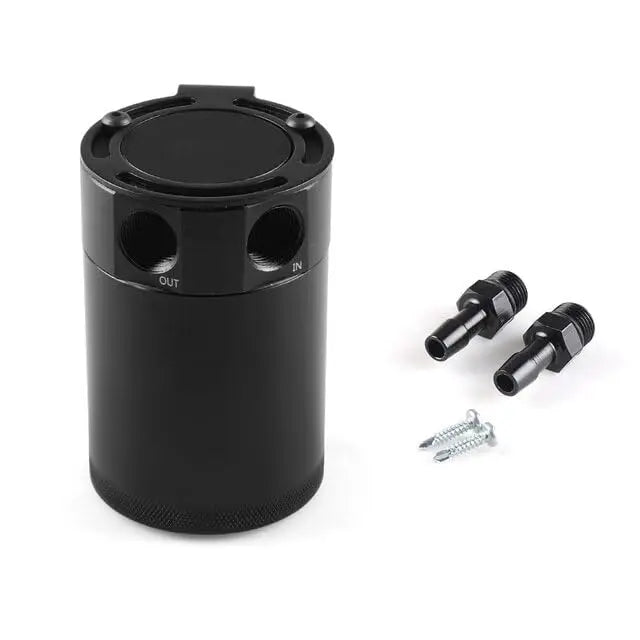 Universal 200ml Aluminum Oil Catch Can 2-Port Baffled Reservoir Tank