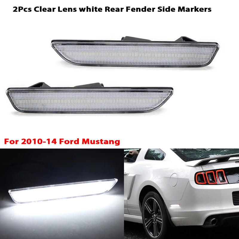 2PCS White Red Amber LED Front Rear Side Indicator for Ford Mustang 2010-2014