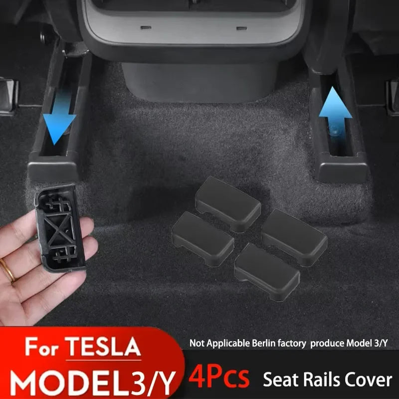 4PCS Seat Rail Cover Protectors for Tesla Model 3, Model Y & Model Y Juniper