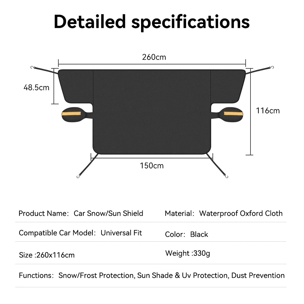 Winter Car Windshield Snow Cover Reflective Oxford Waterproof Frost Protector