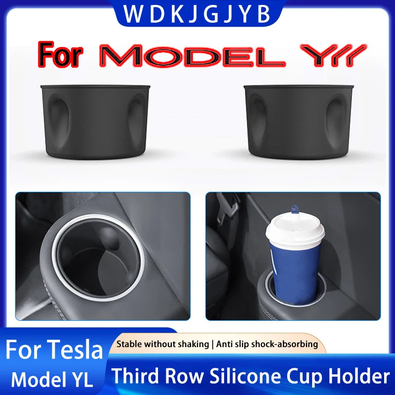 Silicone 3rd Row Cup Holder Insert for Tesla Model YL 2026+ Center Console