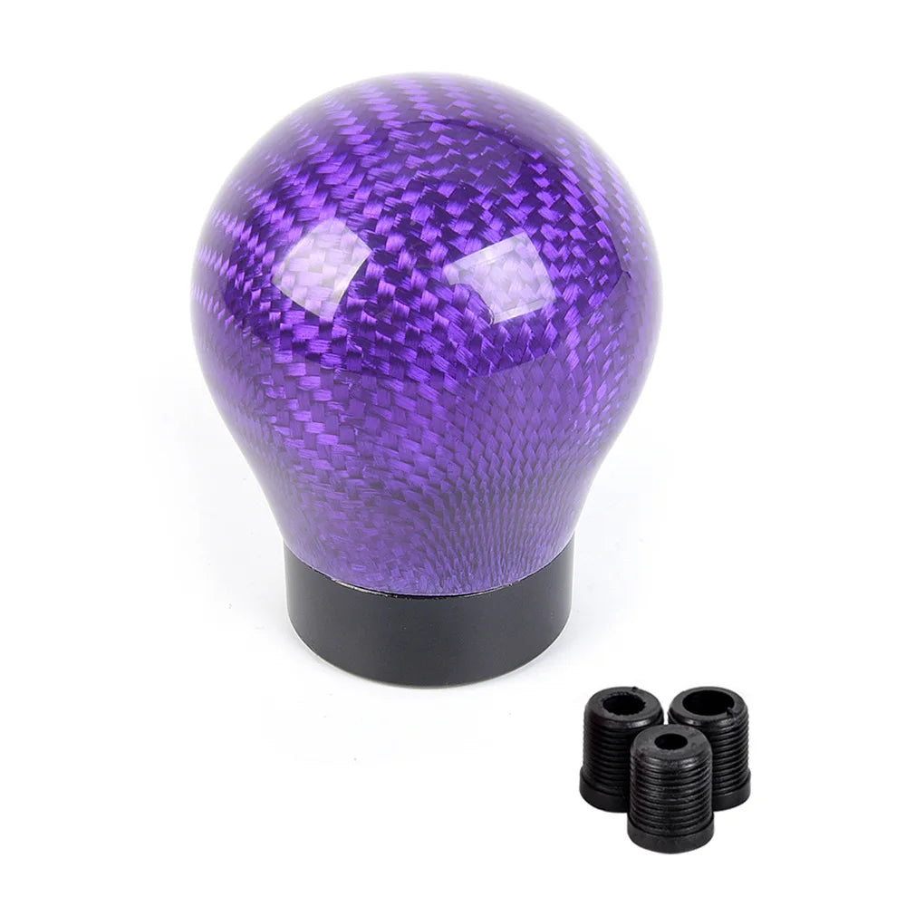 JDM Carbon Fiber Ball Gear Shift Knob Manual Shifter 3 Adapters