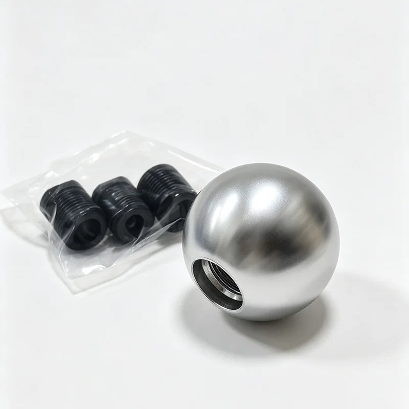 Aluminum Alloy Gear Shift Knob Ribbed Spherical Manual Shifter 3 Adapters