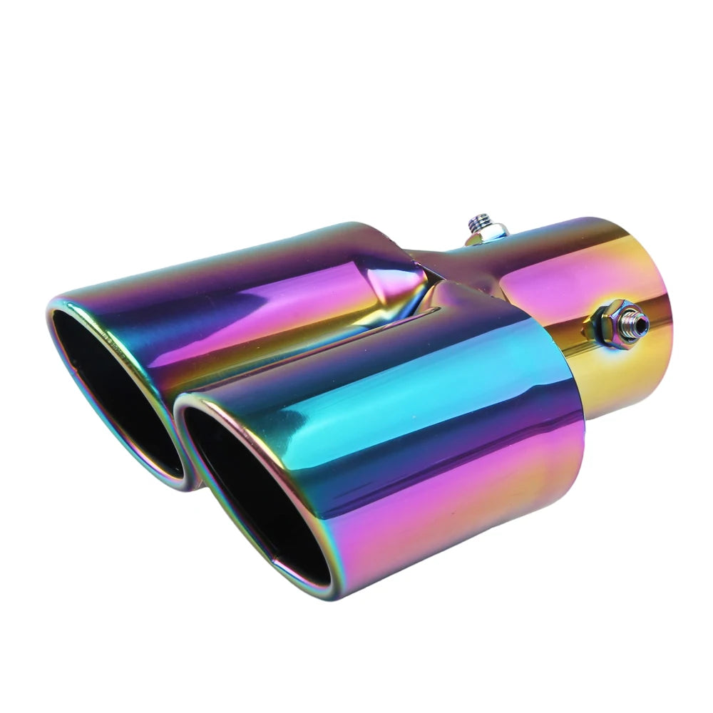 Universal Dual Slant Cut Stainless Steel Exhaust Tip 63mm Inlet 63 Outlet