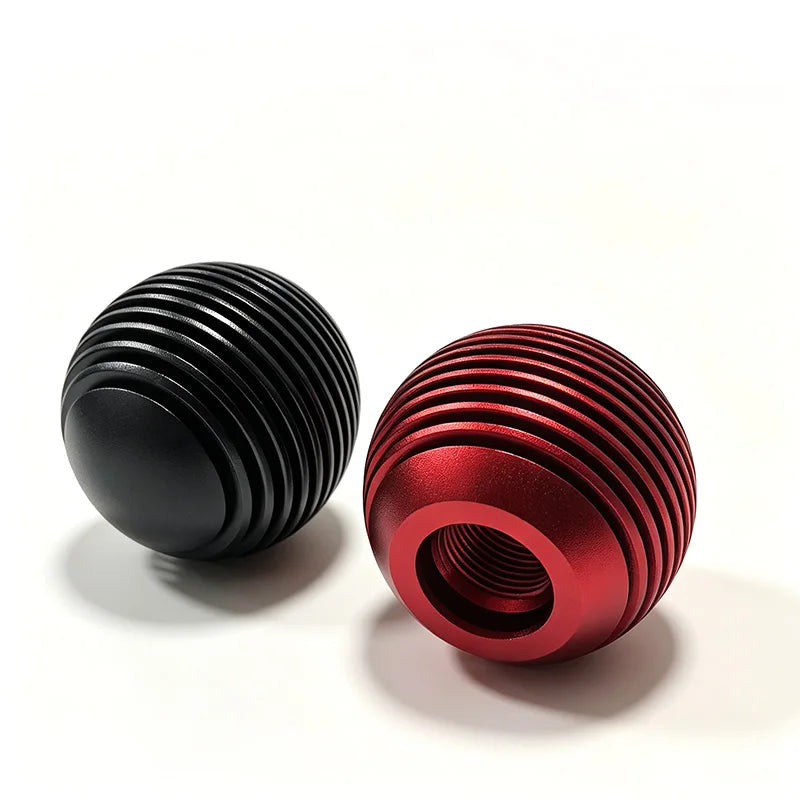 Aluminum Alloy Gear Shift Knob Ribbed Spherical Manual Shifter 3 Adapters