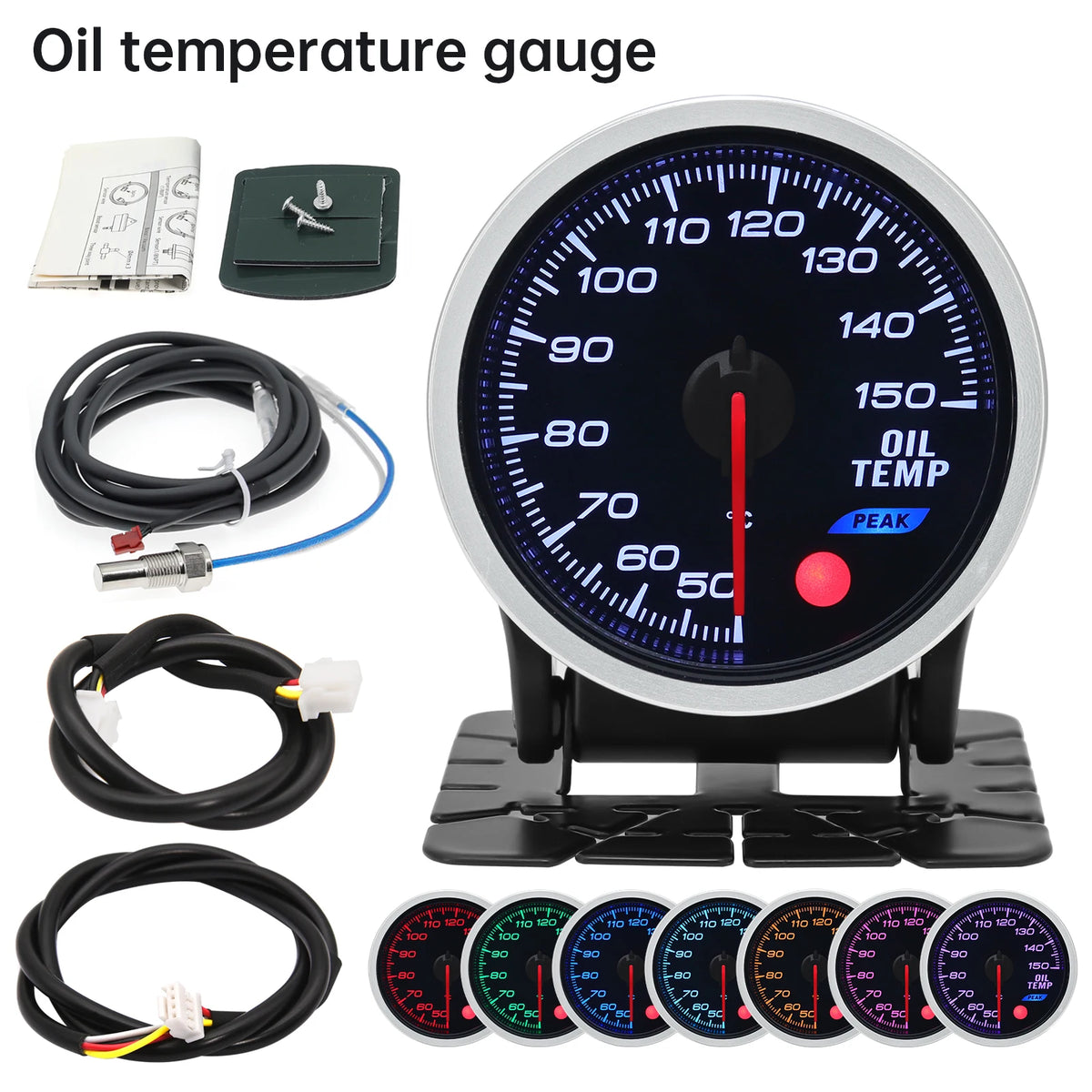 52mm 12V 8 Color Car Gauge Water Oil Temp Pressure EGT Boost Tachometer Meter