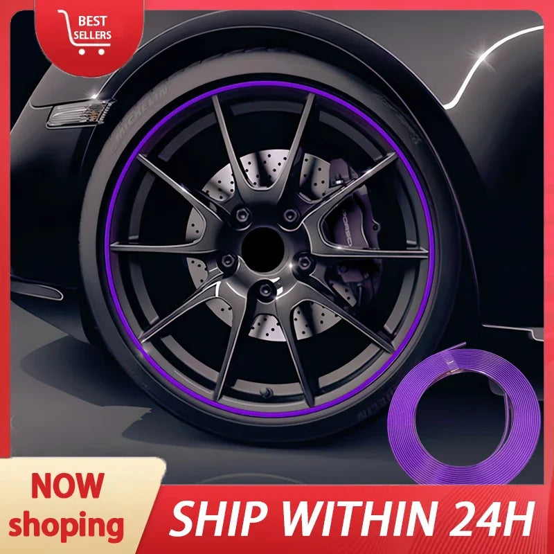 Car Wheel Rubber Protective Strip Rim Guard Trim Green Purple Black White Yellow Blue