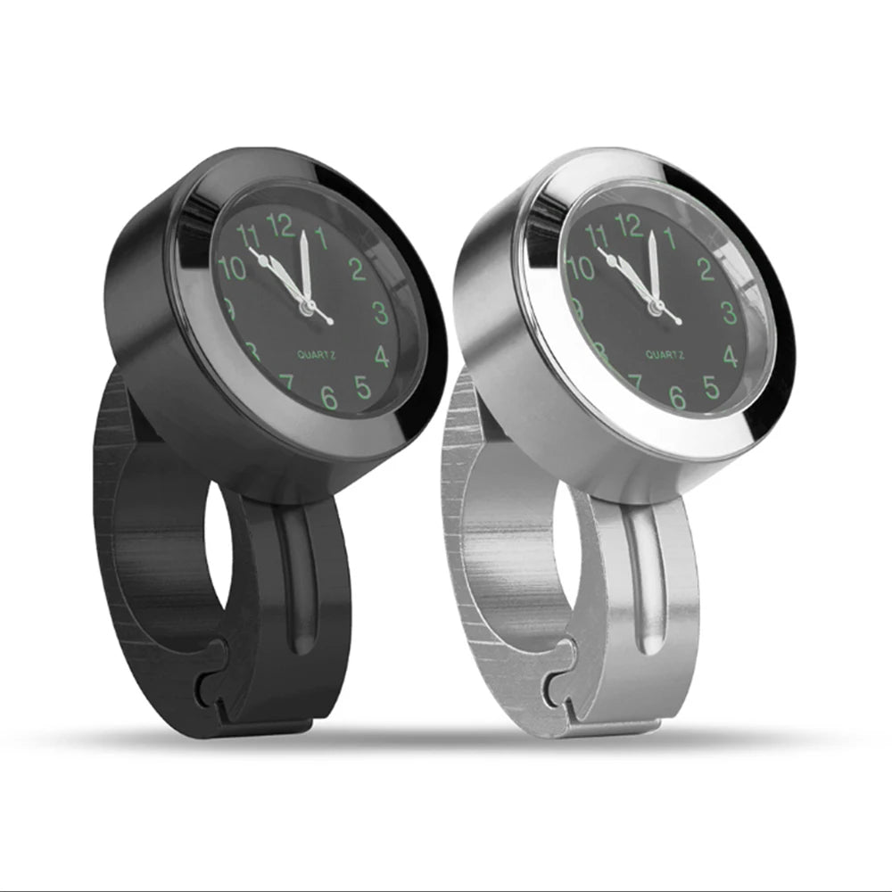 Waterproof Motorcycle Handlebar Clock 22-25mm Night Light Bike Mount Watch