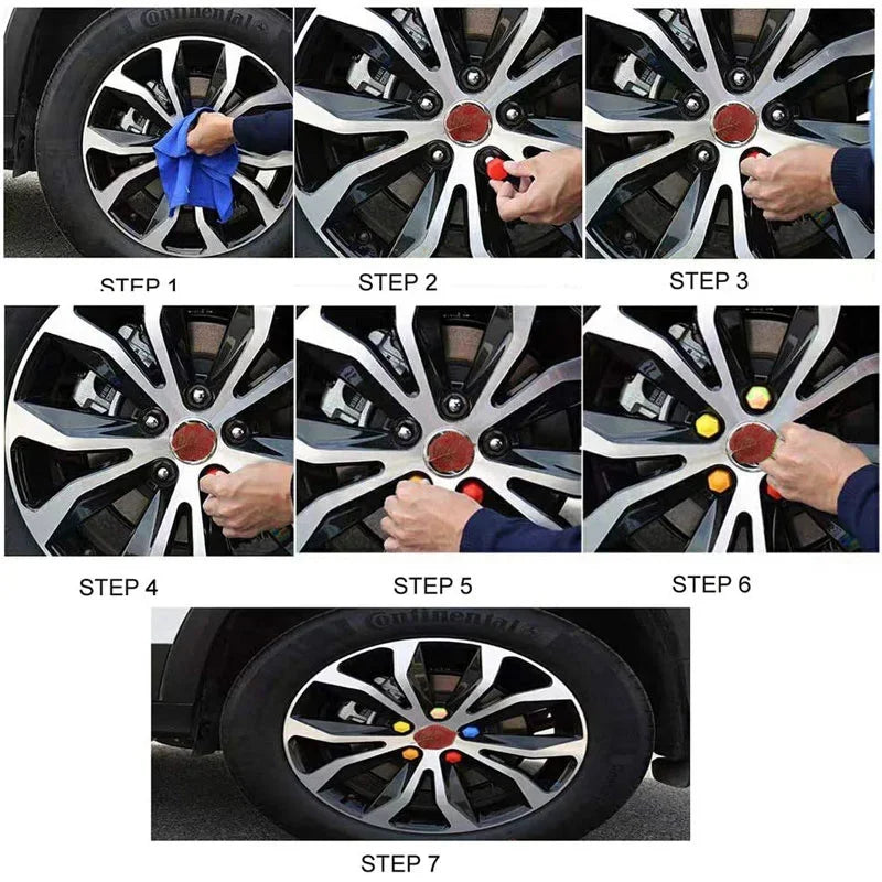 20Pcs Car Wheel Nut Caps 17mm 19mm 21mm Black Plastic Bolt Covers