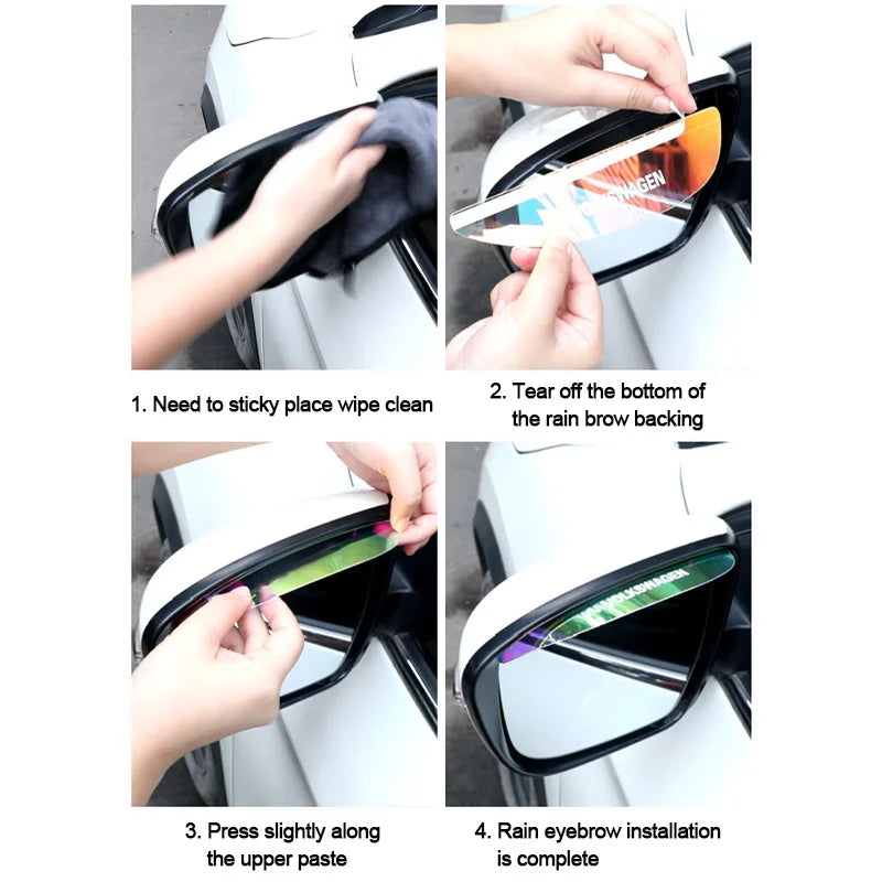 2PCS Universal Car Rearview Mirror Rain Shield Eyebrow Visor Anti-Rain Cover