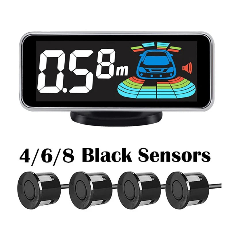 Car Parking Sensor Kit 4/6/8 Radar Sensors LED Display Backup Alarm Parktronic