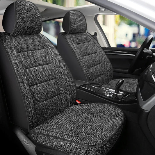 Universal Front Car Seat Cover Linen Fabric Cushion Four Season Single Seat Protector