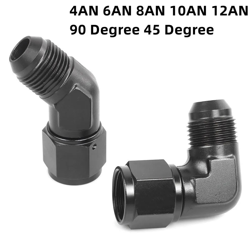 Black AN Flare Fitting Adapter 4AN 6AN 8AN 10AN 12AN 45° 90° Male Female