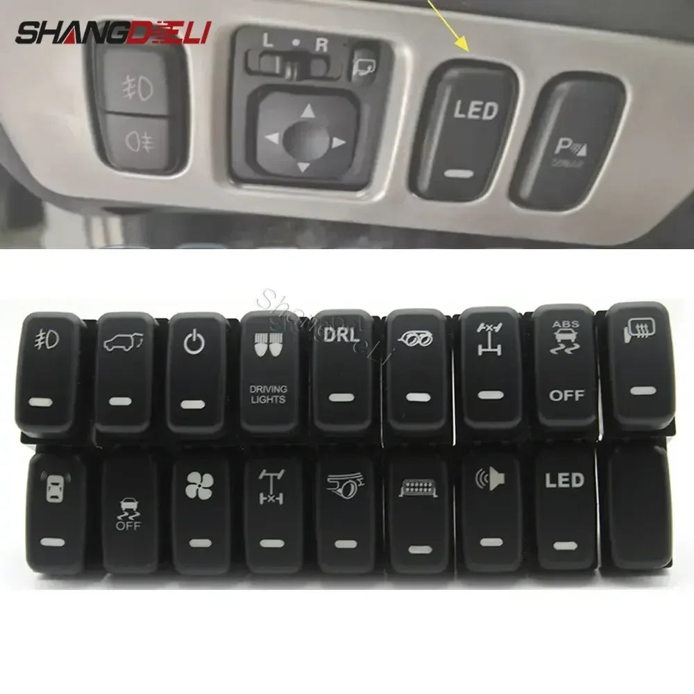 Red LED Fog Light DRL Power Switch Button for Mitsubishi Pajero Lancer