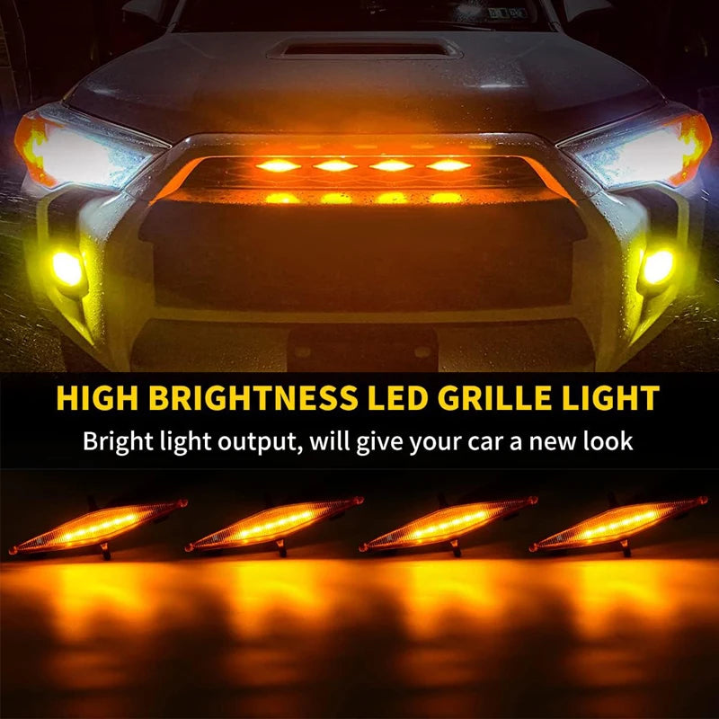 4PCS LED Grille Lights Wiring Harness Kit for Toyota 4Runner TRD Pro 2014-2021