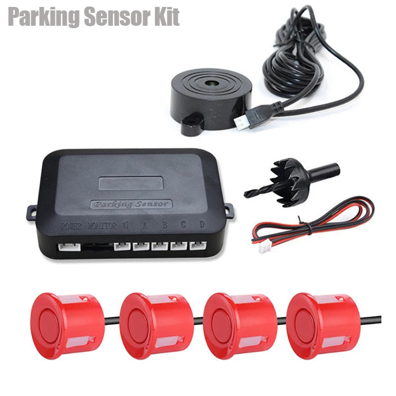 Risingon 12V Car Parking Sensor Kit 4 Sensors 22mm Reverse Backup Radar Buzzer